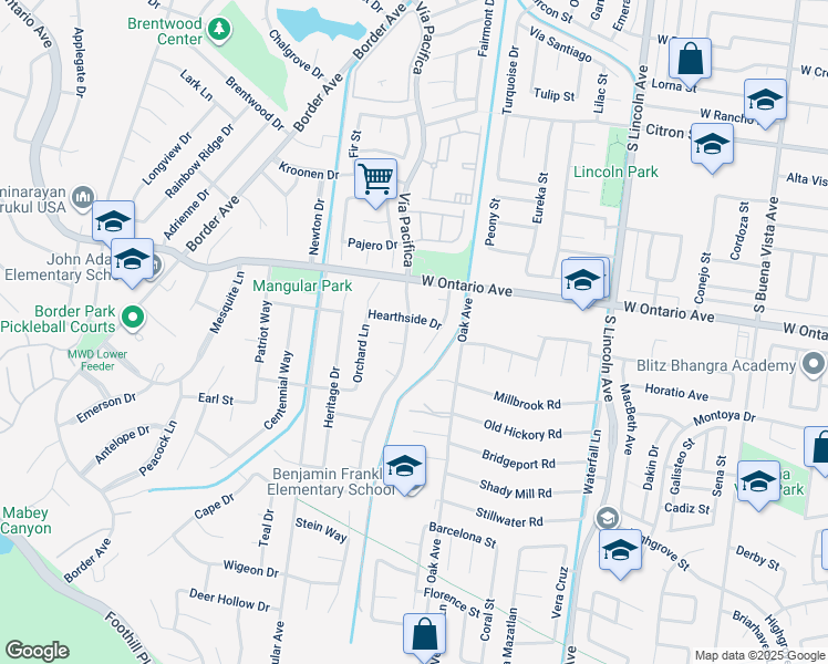 map of restaurants, bars, coffee shops, grocery stores, and more near 2311 Vía Pacifica in Corona