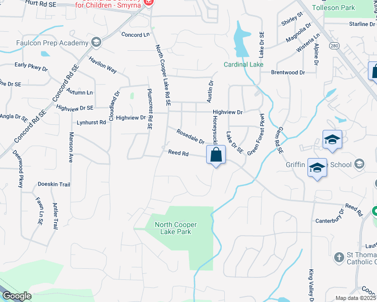 map of restaurants, bars, coffee shops, grocery stores, and more near 661 Reed Road in Smyrna
