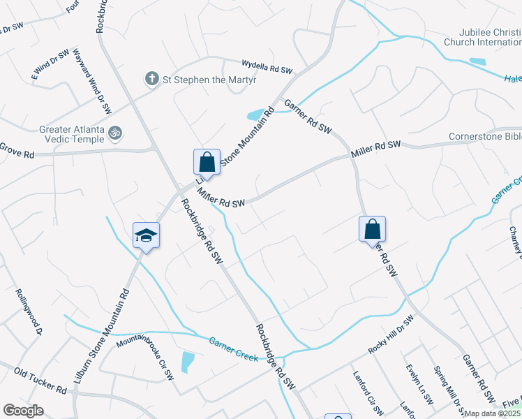 map of restaurants, bars, coffee shops, grocery stores, and more near 714 Lanford Springs Drive Southwest in Lilburn