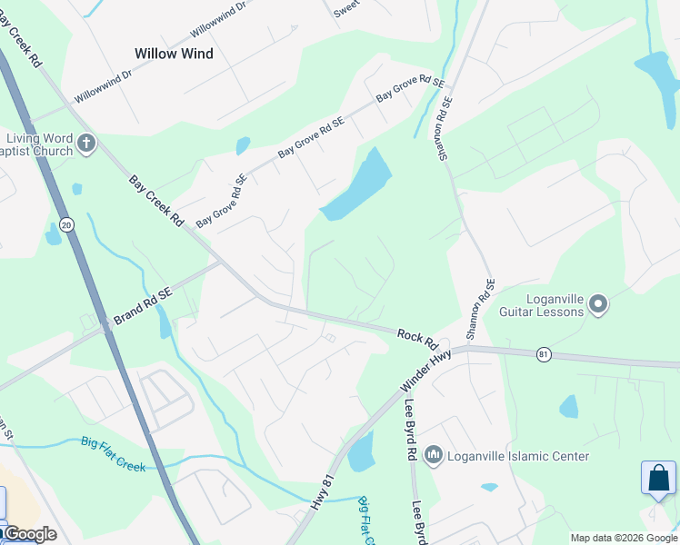map of restaurants, bars, coffee shops, grocery stores, and more near 4133 Rocks Lane in Loganville