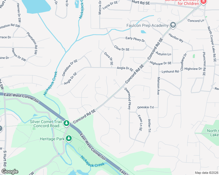 map of restaurants, bars, coffee shops, grocery stores, and more near 3917 Concord Walk Dr SE in Smyrna