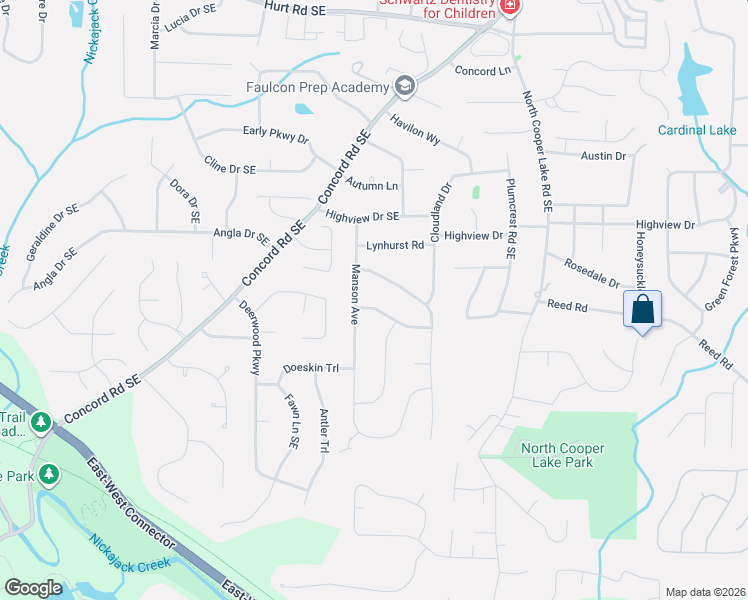 map of restaurants, bars, coffee shops, grocery stores, and more near 3945 Manson Avenue in Smyrna