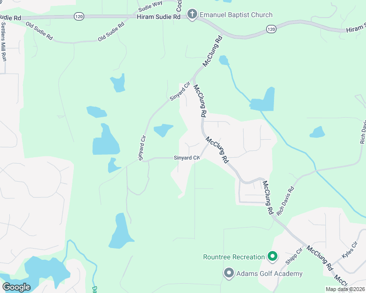 map of restaurants, bars, coffee shops, grocery stores, and more near 83 Ashtin Way in Hiram