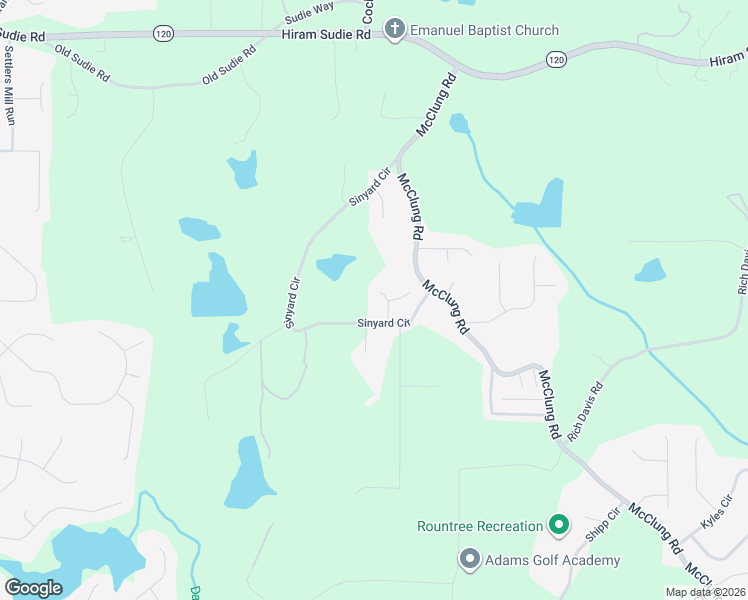 map of restaurants, bars, coffee shops, grocery stores, and more near 83 Ashtin Way in Hiram