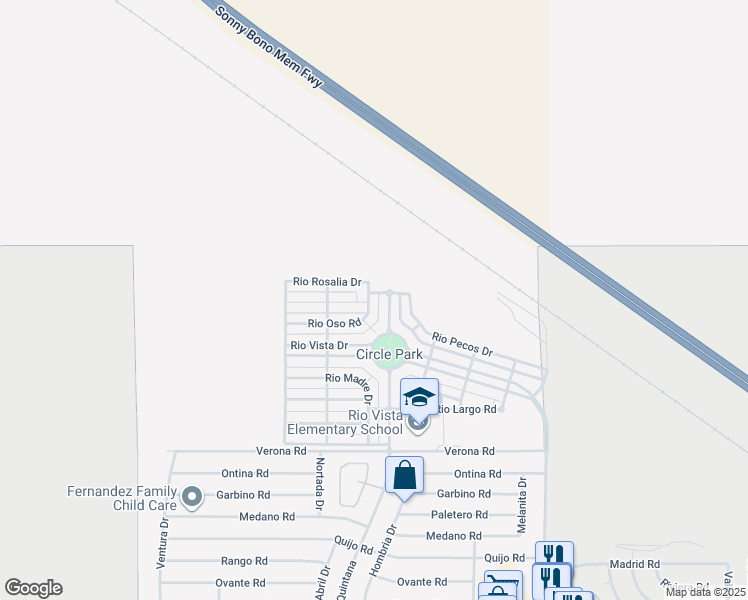 map of restaurants, bars, coffee shops, grocery stores, and more near 26200 Avenida Quintana in Cathedral City