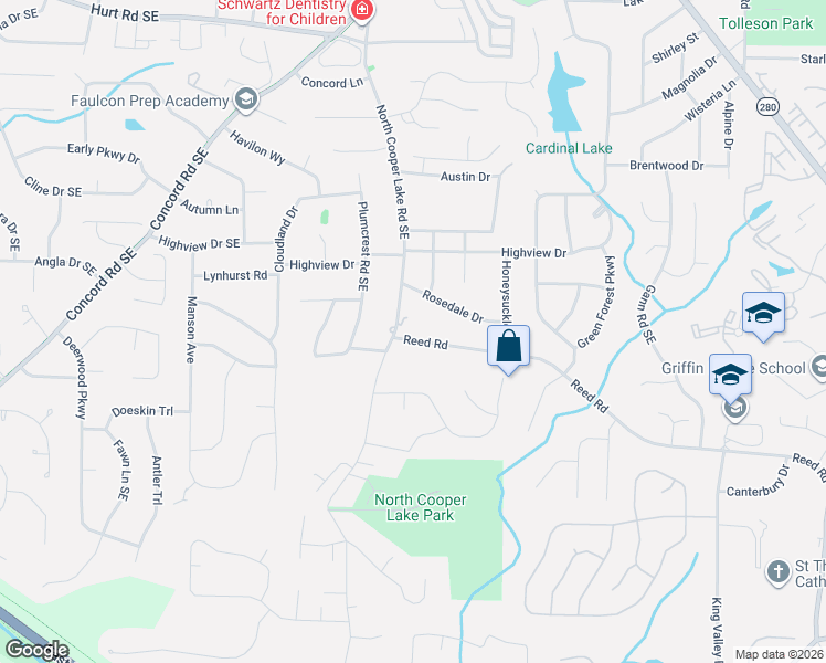 map of restaurants, bars, coffee shops, grocery stores, and more near 636 Rosedale Drive in Smyrna
