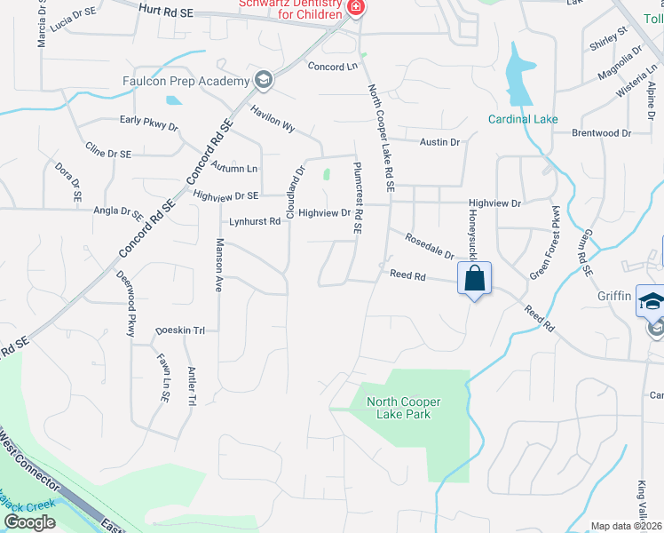 map of restaurants, bars, coffee shops, grocery stores, and more near 3958 Plumcrest Circle Southeast in Smyrna