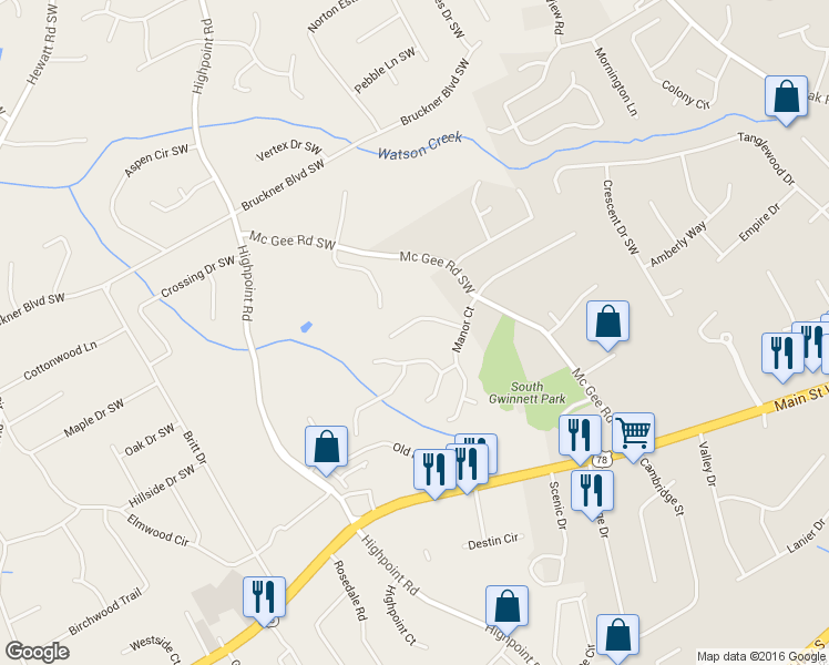 map of restaurants, bars, coffee shops, grocery stores, and more near 1907 Oakwood Grove Dr in Snellville