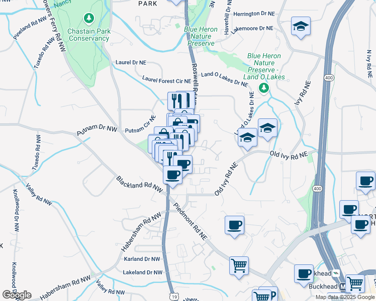 map of restaurants, bars, coffee shops, grocery stores, and more near 3763 Roswell Rd in Atlanta