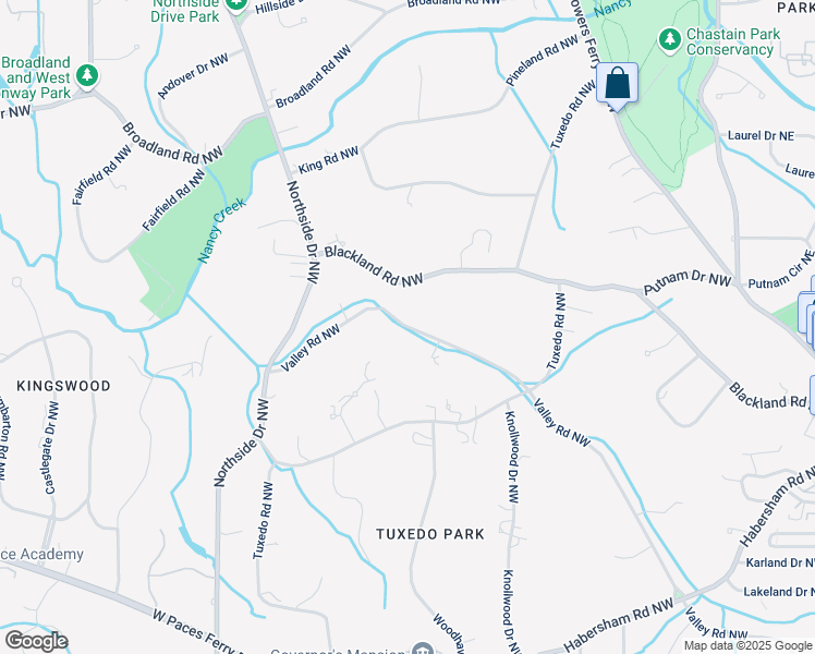 map of restaurants, bars, coffee shops, grocery stores, and more near 365 Valley Rd NW in Atlanta