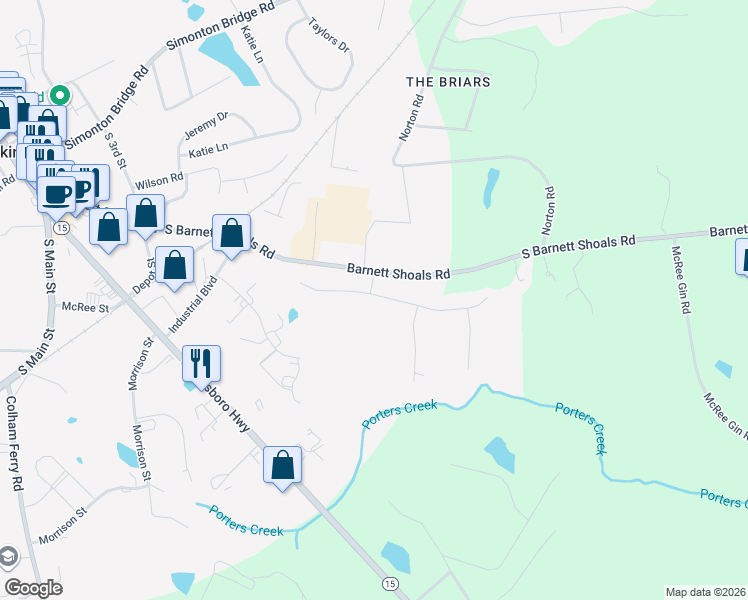 map of restaurants, bars, coffee shops, grocery stores, and more near 1151 Stone Shoals Terrace in Watkinsville