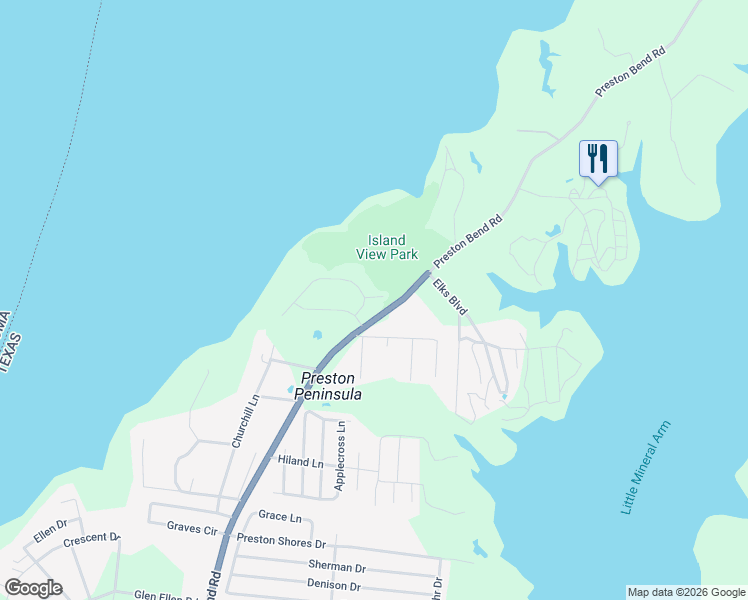 map of restaurants, bars, coffee shops, grocery stores, and more near 401 Panorama Circle in Pottsboro