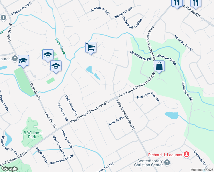 map of restaurants, bars, coffee shops, grocery stores, and more near 4610 Admiral Ridge Way Southwest in Lilburn