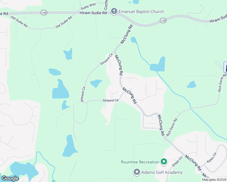 map of restaurants, bars, coffee shops, grocery stores, and more near 70 Ashtin Way in Hiram