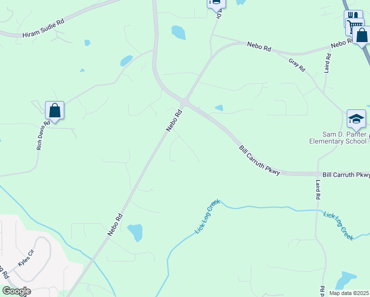 map of restaurants, bars, coffee shops, grocery stores, and more near 138 Gorham Gates Drive in Hiram