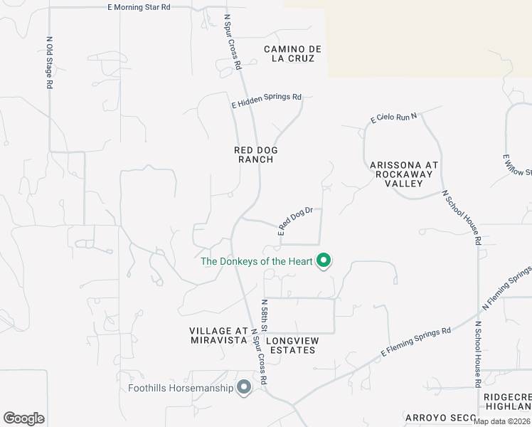 map of restaurants, bars, coffee shops, grocery stores, and more near 5802 East Red Dog Drive in Cave Creek