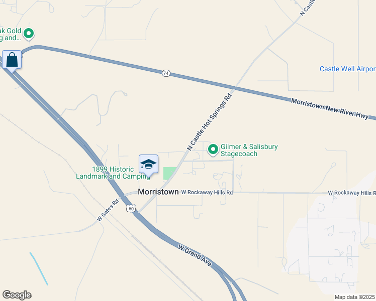 map of restaurants, bars, coffee shops, grocery stores, and more near North Castle Hot Springs Road in Morristown