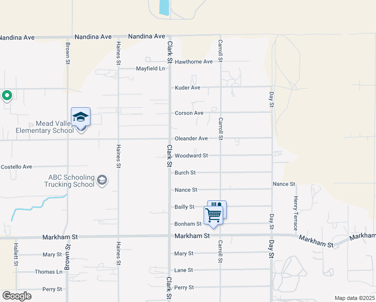 map of restaurants, bars, coffee shops, grocery stores, and more near 21570 Woodward Street in Perris