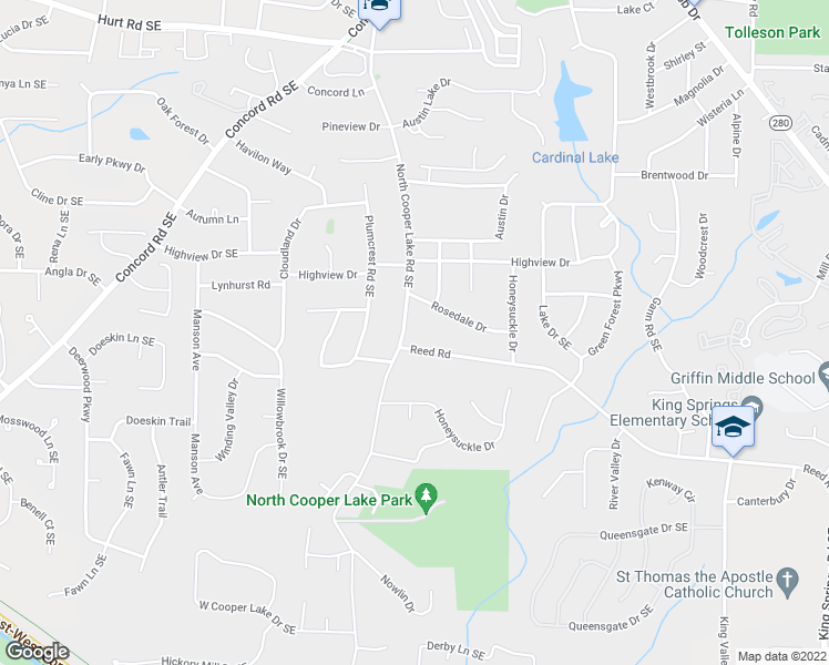 map of restaurants, bars, coffee shops, grocery stores, and more near 636 Rosedale Drive in Smyrna