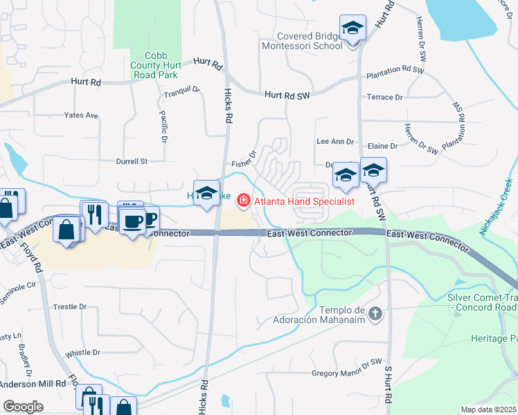 map of restaurants, bars, coffee shops, grocery stores, and more near 3905 Towbridge Court in Smyrna