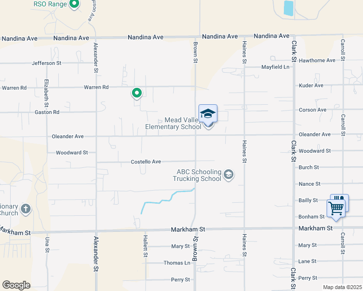 map of restaurants, bars, coffee shops, grocery stores, and more near 20975 Oleander Avenue in Perris