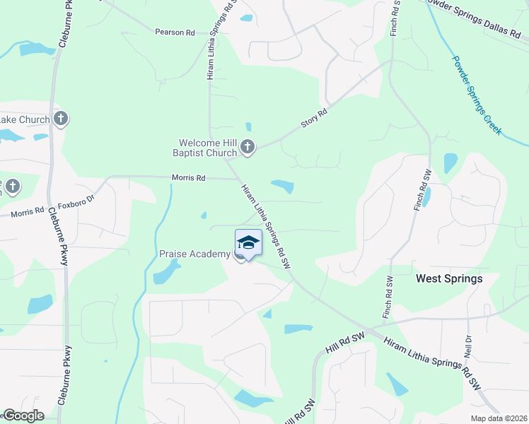 map of restaurants, bars, coffee shops, grocery stores, and more near 3965 Hiram Lithia Springs Road Southwest in Powder Springs