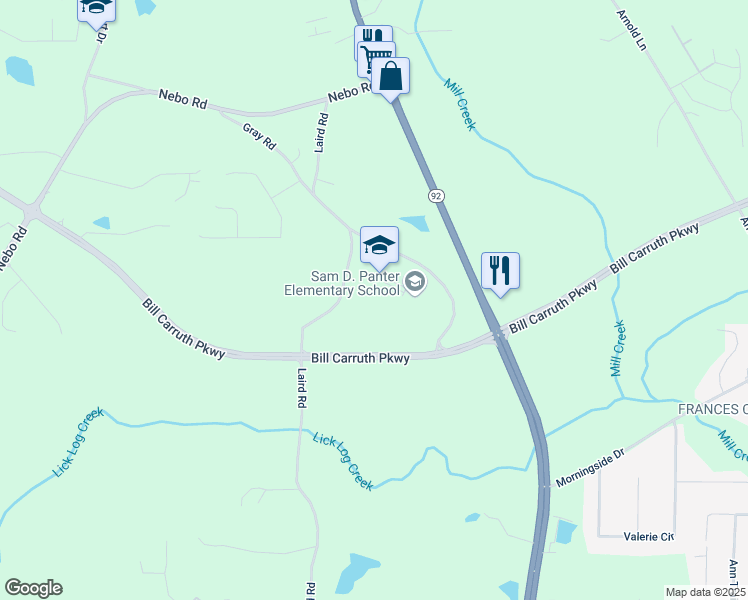 map of restaurants, bars, coffee shops, grocery stores, and more near 511 Laird Road in Hiram