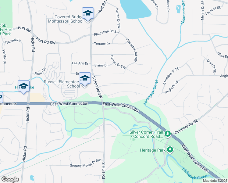 map of restaurants, bars, coffee shops, grocery stores, and more near 343 Covered Bridge Place Southwest in Smyrna