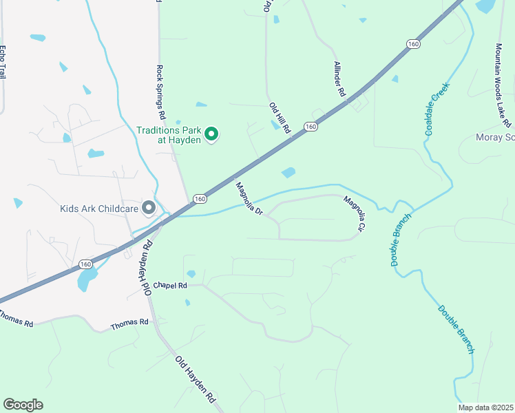 map of restaurants, bars, coffee shops, grocery stores, and more near 35 Magnolia Circle in Warrior