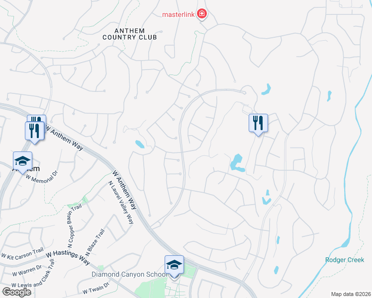 map of restaurants, bars, coffee shops, grocery stores, and more near 41102 North River Bend Road in New River