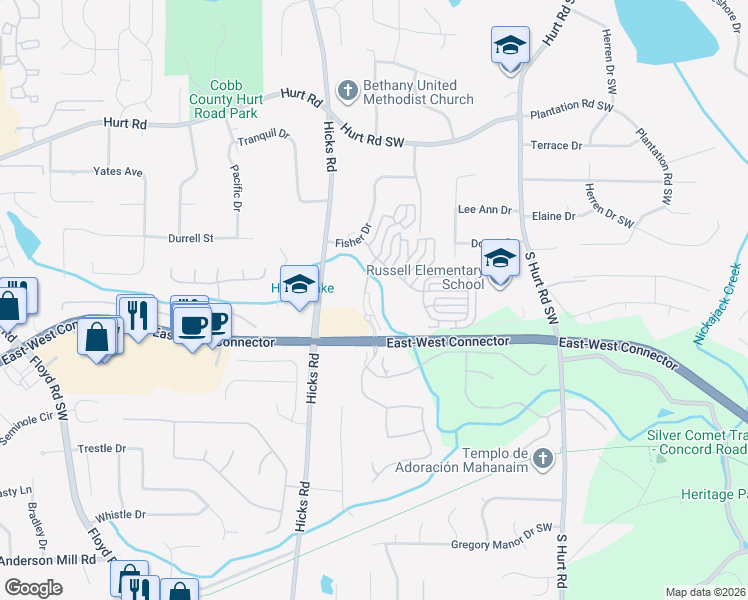 map of restaurants, bars, coffee shops, grocery stores, and more near 3905 Towbridge Court in Smyrna