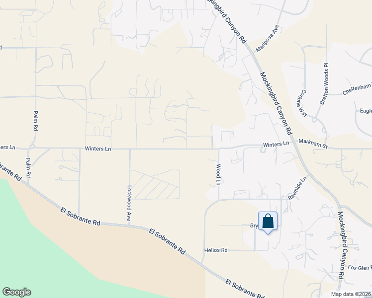 map of restaurants, bars, coffee shops, grocery stores, and more near 15967 Winters Lane in Riverside