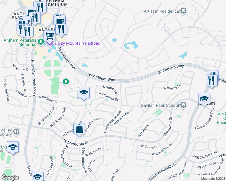 map of restaurants, bars, coffee shops, grocery stores, and more near 41144 North Sutter Lane in New River