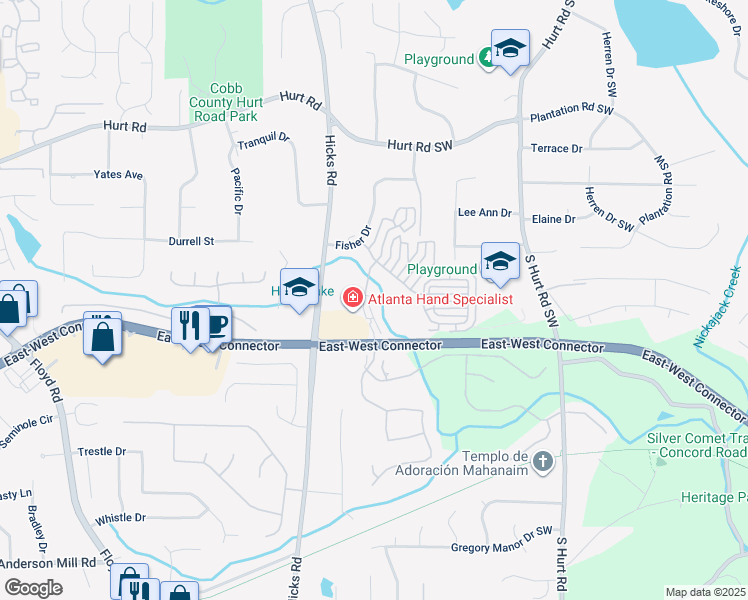 map of restaurants, bars, coffee shops, grocery stores, and more near 3905 Towbridge Court in Smyrna