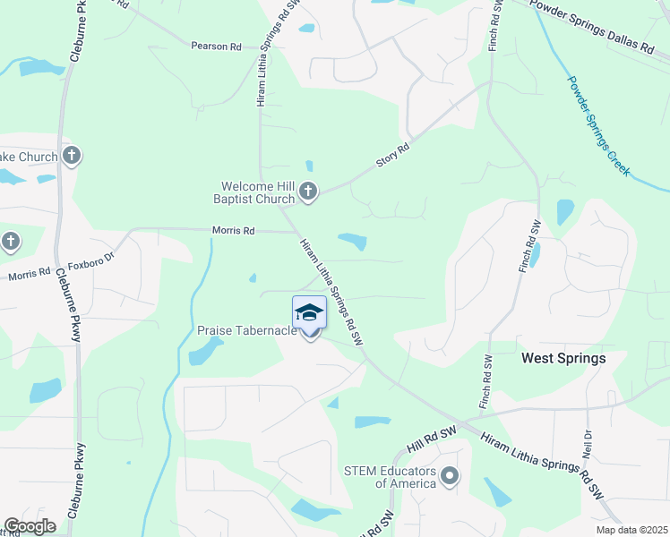map of restaurants, bars, coffee shops, grocery stores, and more near 3965 Hiram Lithia Springs Road Southwest in Powder Springs