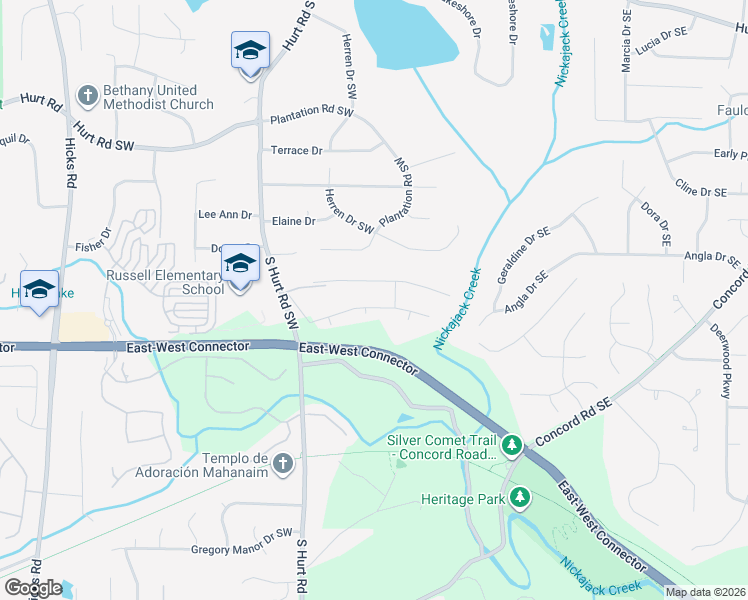 map of restaurants, bars, coffee shops, grocery stores, and more near 331 Covered Bridge Place Southwest in Smyrna