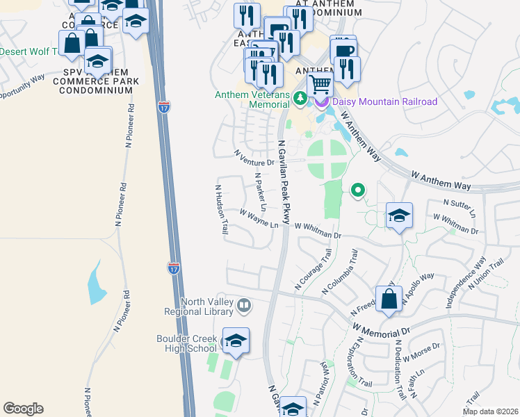 map of restaurants, bars, coffee shops, grocery stores, and more near 3641 West Amerigo Court in New River