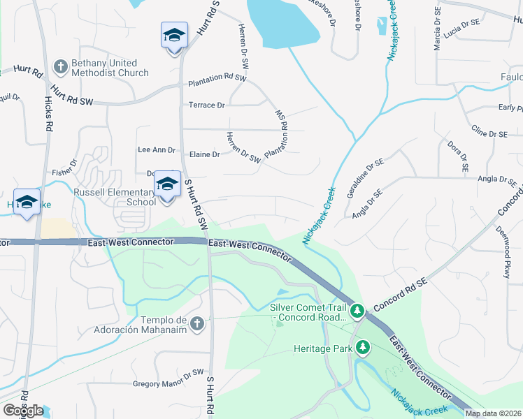 map of restaurants, bars, coffee shops, grocery stores, and more near 331 Covered Bridge Place Southwest in Smyrna