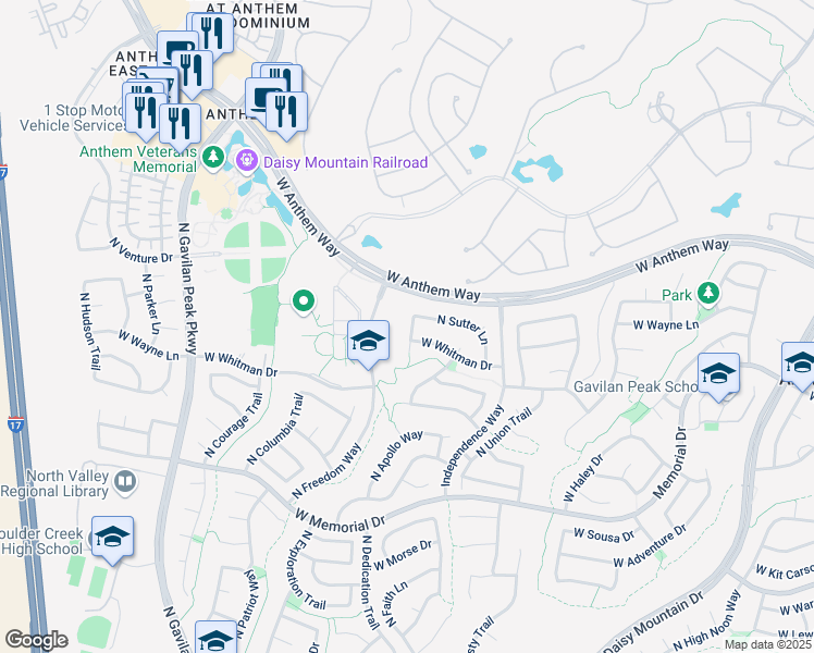 map of restaurants, bars, coffee shops, grocery stores, and more near 41132 North Eagle Trail in New River