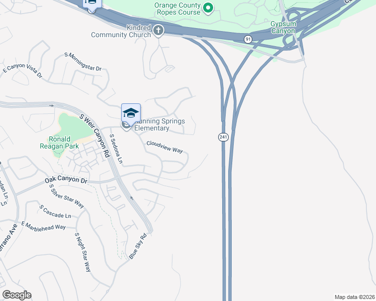 map of restaurants, bars, coffee shops, grocery stores, and more near 8884 East Crestview Lane in Anaheim