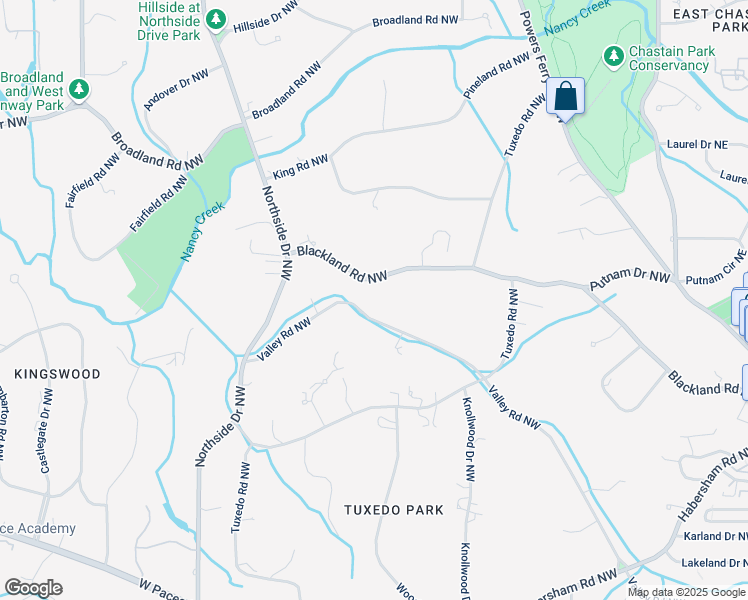 map of restaurants, bars, coffee shops, grocery stores, and more near 366 Blackland Road Northwest in Atlanta