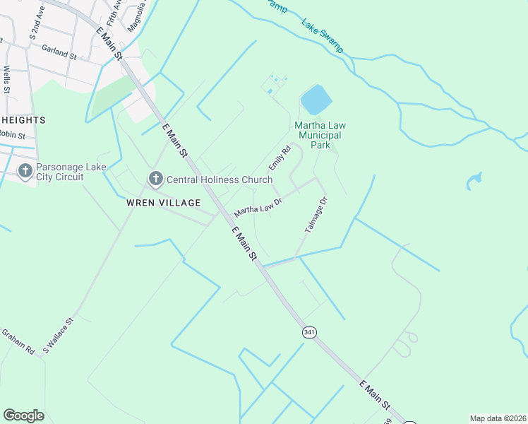 map of restaurants, bars, coffee shops, grocery stores, and more near 200 Martha Law Drive in Lake City