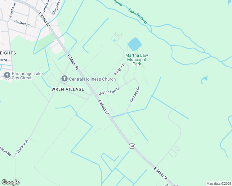 map of restaurants, bars, coffee shops, grocery stores, and more near 204 Martha Law Drive in Lake City