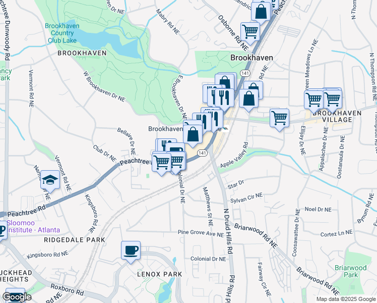 map of restaurants, bars, coffee shops, grocery stores, and more near in 