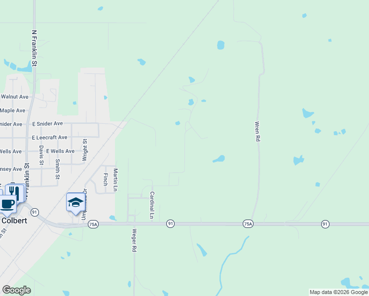 map of restaurants, bars, coffee shops, grocery stores, and more near in Colbert