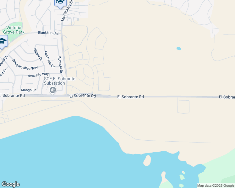 map of restaurants, bars, coffee shops, grocery stores, and more near 13220 El Sobrante Road in Riverside