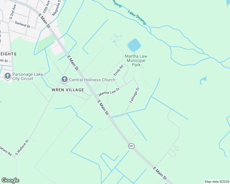 map of restaurants, bars, coffee shops, grocery stores, and more near 204 Martha Law Drive in Lake City