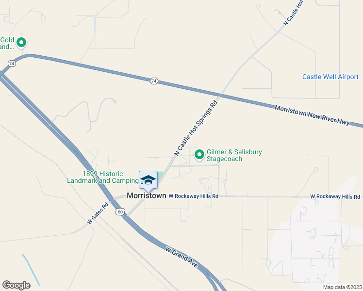 map of restaurants, bars, coffee shops, grocery stores, and more near North Castle Hot Springs Road in Morristown