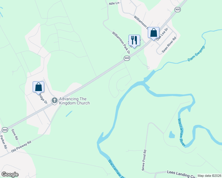 map of restaurants, bars, coffee shops, grocery stores, and more near 1852 South Carolina 905 in Conway