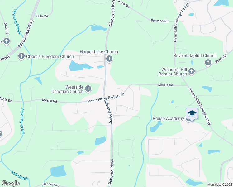 map of restaurants, bars, coffee shops, grocery stores, and more near 87 Foxboro Drive in Powder Springs